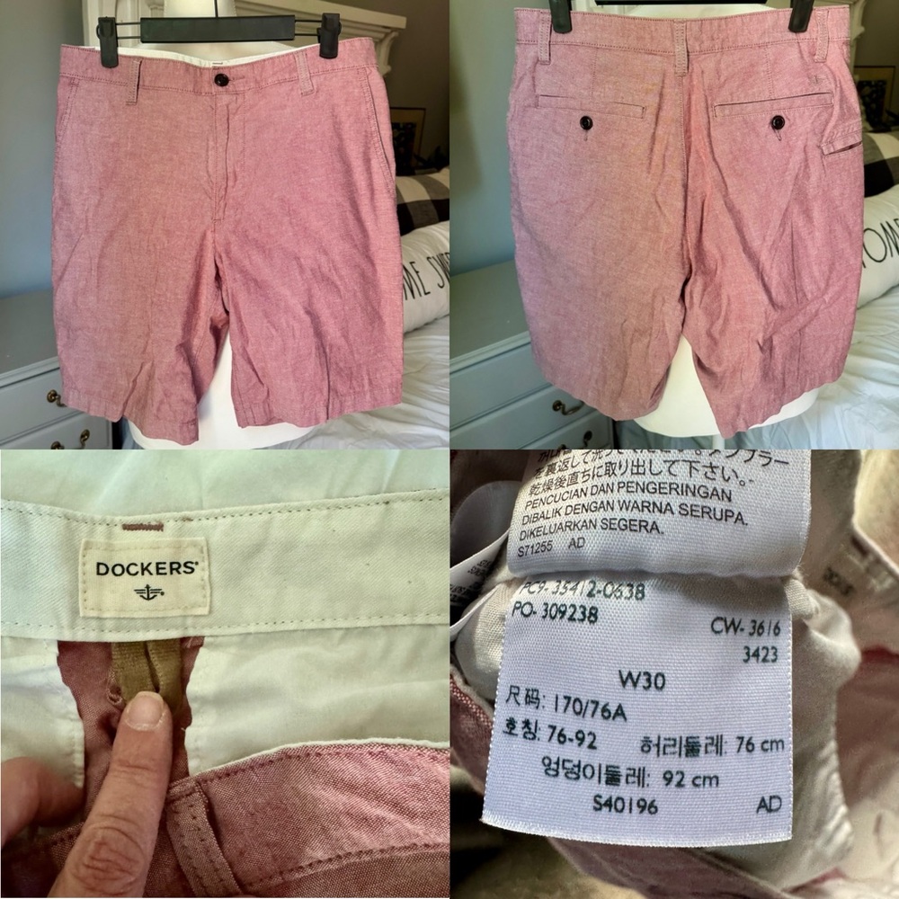 Dockers Men’s Red Flat Front Shorts Casual Style Sz. 30
